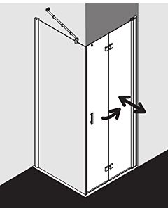 Kermi Diga pendulum folding door for side panel DI2SR12318VAK 123x185cm, silver high gloss, TSG clear, right, on the shower area