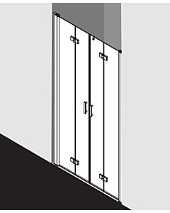 Kermi Diga pendulum folding door 4-part. in niche DI2T412020VPK 120x200cm, silver high gloss, TSG clear clean