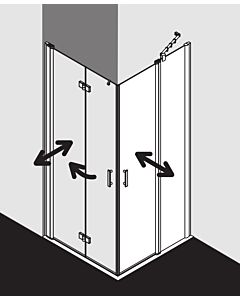 Kermi Diga half Diga entry swing door with fixed panel DIEPR12320VPK 123x200cm, on DP, silver high gloss, TSG clear clean, right