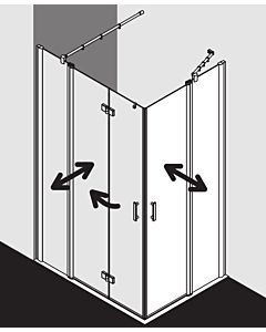 Kermi demi-porte d&#39;entrée d&#39; Diga avec panneau fixe DIEPR09020VAK 90x200cm, sur DW, argent brillant, TSG clair, droite