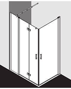 Kermi Diga entry half pendulum folding door with fixed panel DIF2L09318VAK 93x185cm, silver high gloss, TSG clear, left, on shower area