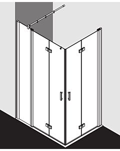 Kermi entrée d&#39; Diga porte pliante demi-battante avec panneau fixe DIF2L12018VAK 120x185cm, argent brillant, TSG clair, gauche, sur receveur de douche