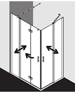Kermi Diga entry half pendulum folding door with fixed panel DIF2L10320VAK 103x200cm, silver high gloss, TSG clear, left, on the shower area