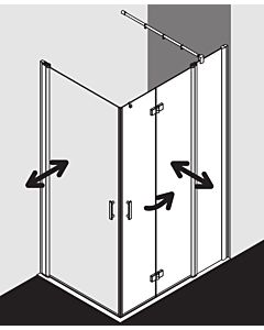 Kermi Diga entry half pendulum folding door with fixed panel DIF2R11018VPK 110x185cm, silver high gloss, TSG clear clean, right, on shower tray