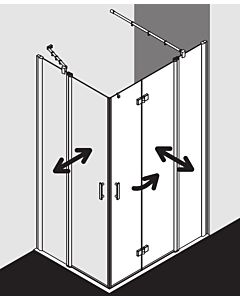 Kermi Diga half Diga entry swing door with fixed panel DIEPL07518VPK 75x185cm, on DW, silver high gloss, TSG clear clean, left