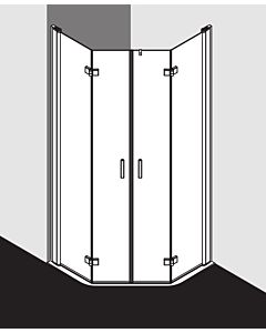 Kermi Diga 5-corner shower with pendulum folding door DIF4309020VAK 90x90x200cm, 437mm, silver high gloss, clear TSG