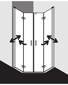 Kermi Diga shower with pendulum folding door DIF4709018VPK 90x90x185cm, 475mm, silver high gloss, TSG clear clean