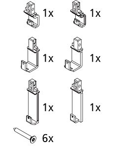 Kermi Ibiza 2000 crochet de guidage 2533859 I2STD, pour porte coulissante en 3 parties, argent et blanc , jeu de pièces de rechange