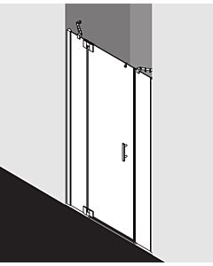 Kermi Filia XP porte battante 2000 battante avec panneaux fixes FX1GL14318VAK 143 x 185 cm, argent brillant, TSG clair, gauche, sur douche