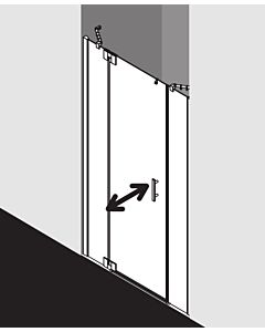 Kermi Filia XP porte battante 2000 - battante avec panneaux fixes FX1GL17018VUK 170 x 185 cm, argent brillant, ESG SR Opaco, gauche, sur receveur de douche