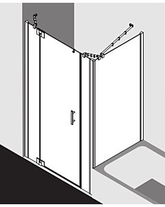 Kermi Filia XP porte battante 2000 - battante avec panneaux fixes FX1GL12018VUK 120 x 185 cm, argent brillant, ESG SR Opaco, gauche, sur receveur de douche