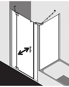 Kermi Filia XP porte battante 2000 - battante avec panneaux fixes FX1GL16020VUK 160 x 200 cm, argent brillant, ESG SR Opaco, gauche, sur receveur de douche