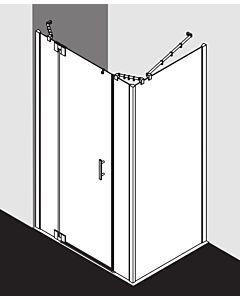 Kermi Filia XP Pendeltür 1-flügelig mit Festfeldern FX1GL18018VUK 180 x 185 cm, silber hochglanz, ESG SR Opaco, links, auf Duschwanne