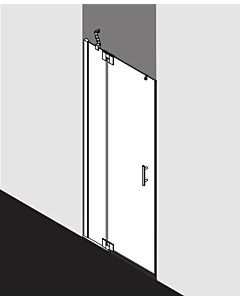 Kermi Filia XP Pendeltür 1-flügelig mit Festfeld FX1TL13020VYK 130 x 200 cm, silber hochglanz, ESG SR Opaco Clean, links