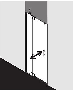 Kermi Filia XP porte battante avec panneau fixe pour niche FX1TL09018VPK 90x185cm, argent brillant, verre de sécurité trempé clair, gauche