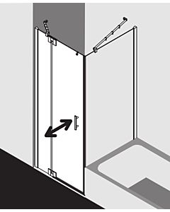 Kermi Filia XP Pendeltür 1-flügelig mit Festfeld FX1WL11020VUK 110 x 200 cm, silber hochglanz, ESG SR Opaco, links, auf Duschwanne