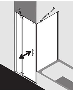 Kermi Filia XP porte battante 2000 - battante avec partie fixe FX1WL09320VYK 93 x 200 cm, argent brillant, ESG SR Opaco Clean, à gauche, au niveau de la douche