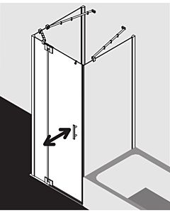 Kermi Filia XP swing door with fixed panel for side wall FX1WL12018VPK 120x185cm, silver high gloss, TSG clear clean, left, on shower tray