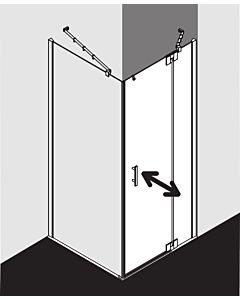 Kermi Filia XP swing door 2000 -winged with fixed panel FX1WR08320VUK 83 x 200 cm, silver high gloss, ESG SR Opaco, right, on shower area