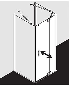 Kermi Filia XP swing door 2000 -winged with fixed panel FX1WR11020VUK 110 x 200 cm, silver high gloss, ESG SR Opaco, right, on shower tray