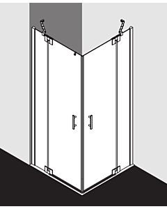 Kermi Filia XP Pendeltür-Eckeinstiegshälfte FXEPL09318VUK 93 x 185 cm, silber hochglanz, ESG SR Opaco, links, auf Duschplatz