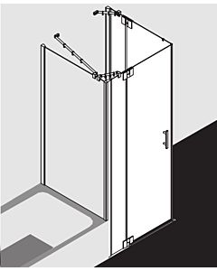 Kermi Filia XP Pendeltür-Eckeinstiegshälfte FXEPL10318VUK 103 x 185 cm, silber hochglanz, ESG SR Opaco, links, auf Duschplatz