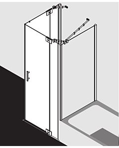 Kermi Filia XP porte battante entrée d&#39;angle demi FXEPL12320VYK 123 x 200 cm, argent brillant, ESG SR Opaco Clean, gauche, sur douche