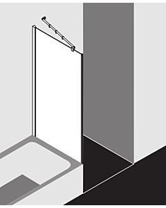 Kermi Filia XP panneau latéral FXTVD08017VYK 80 x 175 cm, argent brillant, ESG SR Opaco Clean, raccourci à côté de la baignoire