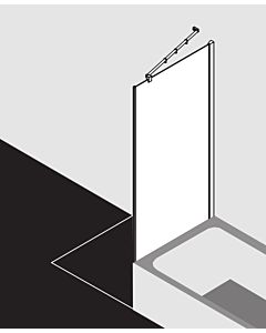 Kermi Filia XP Seitenwand FXTVD09017VAK 90x175cm, silber hochglanz, ESG klar, verkürzt neben Badewanne
