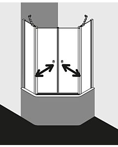 Kermi 5-Eck-Duschkabine Ibiza 2000 Pendeltür 90x75x200, 45/30, weiss, ESG klar Clean