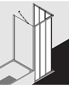 Kermi Eckeinstieg-Gleittür Ibiza 2000, 3-teilig 90x185, silber/mattglanz, ESG klar KermiClean