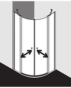 Kermi Viertelkreis-Duschkabine Ibiza 2000 90x90x185, R:55, silber/mattg, ESG klar KermiClean