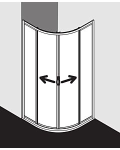 Kermi Viertelkreis-Duschkabine Ibiza 2000 100x100x185 R:50, silber, ESG KermiClean