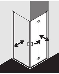 Kermi Liga Eckeinstiegshälfte Pendeltür LI1EL09320VAK 93x200cm, silber hochglanz, ESG klar, links, auf Duschplatz