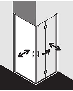 Kermi Liga Kermi Liga entry swing door LI1EL093181PK 93x185cm, matt silver, TSG clear clean, left, on the shower area