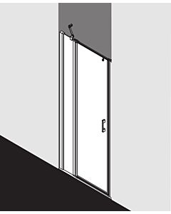 Kermi Liga swing door with fixed panel for side wall LI1GL110201AK 110x200cm, matt silver, clear TSG, left, on shower tray