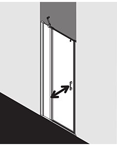 Kermi Liga porte battante avec panneau fixe pour panneau latéral LI1GL10518VPK 105x185cm, argent brillant, verre de sécurité trempé transparent, gauche, sur receveur de douche