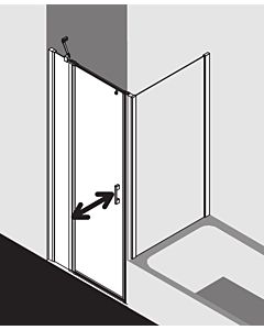 Kermi Liga porte battante avec panneau fixe pour panneau latéral LI1GL09520VPK 95x200cm, argent brillant, verre de sécurité trempé transparent, gauche, sur receveur de douche