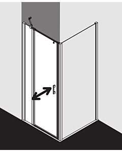 Kermi Liga porte battante avec panneau fixe pour panneau latéral LI1GL09520VAK 95x200cm, argent brillant, verre de sécurité trempé transparent, gauche, sur receveur de douche
