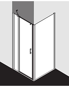 Kermi Liga porte battante avec panneau fixe pour panneau latéral LI1GL100201PK 100x200cm, brillant argent mat, TSG clear clean, gauche, sur receveur de douche