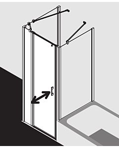 Kermi Liga porte battante avec panneau fixe pour paroi latérale LI1GL080201AK 80x200cm, argent mat brillant, TSG clair, gauche, sur receveur de douche