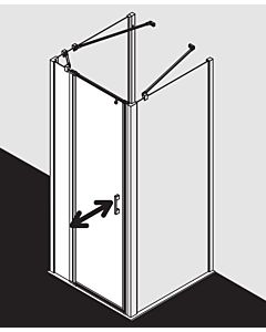 Kermi Liga porte battante avec panneau fixe pour paroi latérale LI1GL08518VPK 85x185cm, argent brillant, verre de sécurité trempé clair, gauche, sur receveur de douche