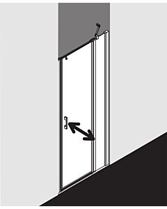 Kermi Liga swing door with fixed panel for side wall LI1GR10518VAK 105x185cm, silver high gloss, TSG clear, right, on shower tray