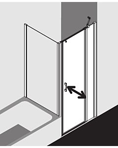 Kermi Liga swing door with fixed panel for side wall LI1GR08518VPK 85x185cm, silver high gloss, TSG clear clean, right, on shower tray