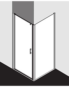 Kermi Liga Pendeltür für Seitenwand LI1WL095201PK 95x200cm, silber mattglanz, ESG klar Clean, links, auf Duschwanne