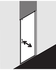 Kermi Liga porte battante pour panneau latéral LI1WR08018VPK 80x185cm, argent brillant, verre de sécurité trempé clair, à droite, sur receveur de douche