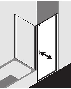 Kermi Liga swing door for side wall LI1WR10520VAK 105x200cm, silver high gloss, TSG clear, right, on shower tray