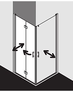 Kermi Liga Kermi Liga half swing folding door LI2CL080181PK 80x185cm, silver matt gloss, TSG clear clean, left, on shower tray