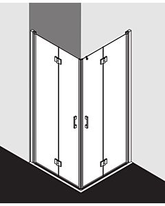 Kermi Liga Eckeinstiegshälfte Pendel-Falttür LI2CL103181PK 103x185cm, silber mattglanz, ESG klar Clean, links, auf Duschplatz