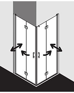 Kermi Liga Kermi Liga half pendulum folding door LI2CL103201PK 103x200cm, matt silver, TSG clear clean, left, on the shower area